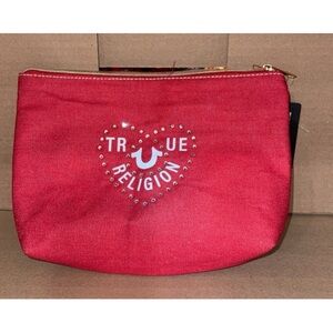 True Religion Heart-Embellished Red Cosmetic Bag new